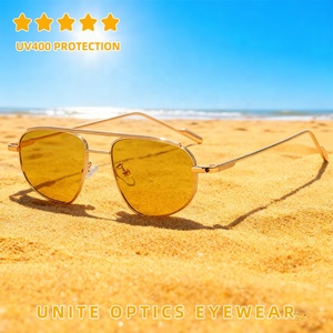 Hàng Mới Phụ Nữ Thời Trang Xu Hướng Chất Lượng Cao Cổ Điển Đôi Cầu Hàng Không Vuông Kim Loại Khung Kính Mát Cho Nam Giới Phụ Nữ - Product Image 5