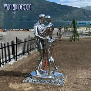 WONDECOR热卖公园艺术雕塑拥抱男女不锈钢雕塑
