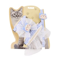 Vente en gros d'accessoires personnalisés pour animaux de compagnie Vêtements de mode de luxe Jupe de chien et chat Nœud papillon Harnais pour animaux de compagnie Laisse pour petit chien et chiot