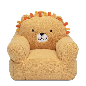 أفضل كرسي قراءة للأطفال بتصميم حيوانات كرتونية، مقعد أرضي داعم للرضع من القطيفة، أريكة صغيرة مريحة للأطفال الصغار باللون البرتقالي - Product Image 1