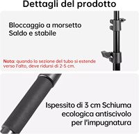 JINBEI Support de poteau télescopique en métal portable de 230 cm avec verrouillage facile pour lampe vidéo Flash/Studio