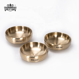 Royal <span class=keywords><strong>Louis</strong></span> Shallow Golden Bol à ramen en acier inoxydable épais et doré Ensemble de vaisselle moderne pour nouilles de cuisine en métal pour la nourriture à utiliser - Product Image 1