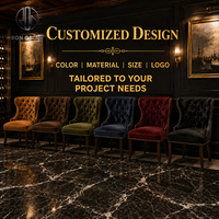 Ron Group Vintage Elegante Restaurantmeubelenset Marmeren Vierkante Tafel Gecapitonneerde Stoel Groene Fluwelen Getufte Hoge Rug Booth