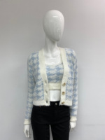 Cardigan d'hiver personnalisé BSCI/WRAP en mélange de laine et de cachemire, col en V, manches longues, boutonné, broderie jacquard, pour
