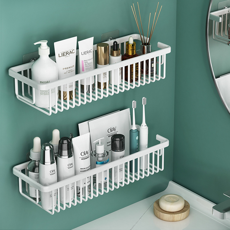 OEM Wall Hanging Aluminum Storage Rack for Bathroom Net Basket for Shower Gel & Dressing Table Space Design