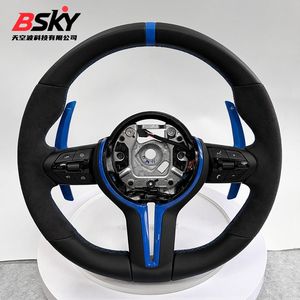 Paletas de Cambio Largas de Gamuza Azul para Volante de <span class=keywords><strong>BMW</strong></span> 320 <span class=keywords><strong>525</strong></span> F10 F30 E90 F70 E71 F31 F32 X5 X6 F01 F07 F20 F11 F22 F25 M3 M4 M5 - Product Image 1