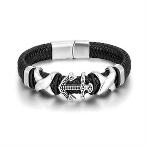 New Design Wholesale Fashion Stainless Steel Magnet <b>Men</b> Hand Leather Bracelet <b>Bangle</b> - Product Image 6