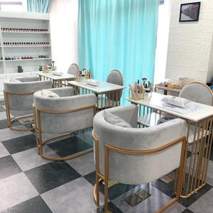 Luxury Modern <b>Nail</b> Salon Furniture Set with Gold Manicure <b>Table</b> & Chairs Professional Marble Top Beauty <b>Nail</b> Professional - Product Image 6