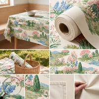 Tissu en toile imprimé tissé sur mesure motif campagne française Toile de Jouy vert Nappe et tissu d'ameublement imperméable