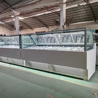 Vitrine Réfrigérée Commerciale Réglable en Acier Inoxydable pour Gelato et Crème Glacée avec Comptoir Italien pour Magasins
