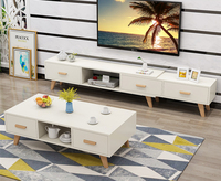 Meuble TV et table basse combinés, style moderne et simple, pour petit appartement, meuble TV rétractable