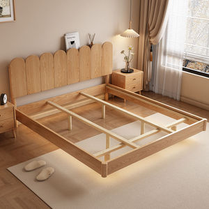 Cama de madera maciza de 1.8m/1.5m con base baja y almacenamiento, cama doble de madera de cerezo para dormitorio principal - Product Image 2