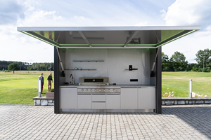 Four à grillades et à pizzas - Cuisine extérieure portable, structure de barbecue en aluminium, abri blanc, écologique, avec contrôle de sécurité par bouton de réglage de la flamme - Product Image 4