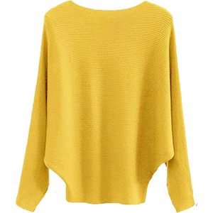 Suéter a rayas para mujer con mangas murciélago, jersey de punto con cuello redondo, top informal de otoño, anti-bolitas, manga larga - Product Image 1