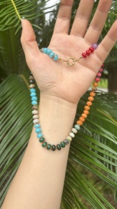 Vente en gros vacances d'été à la plage best-seller collier de perles arc-en-ciel en acier inoxydable bijoux faits main à la mode pour femmes - Product Image 6