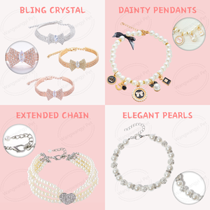 Accesorios de lujo para mascotas Collar de joyería ajustable para mascotas Collar de perro gato perla de diamantes de imitación - Product Image 2