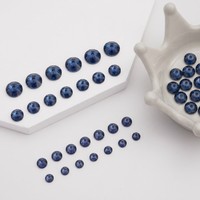 YAXI 266-6 6mm Perles de strass à dos plat en résine époxy bleu denim, forme plectre de guitare, pour la confection de bijoux et accessoires vestimentaires, en boîte