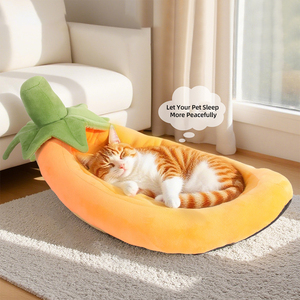 Wholesale Short Plush <strong>Cat</strong> Dog <strong>Bed</strong> Eggplant <strong>Shape</strong> - Product Image 5