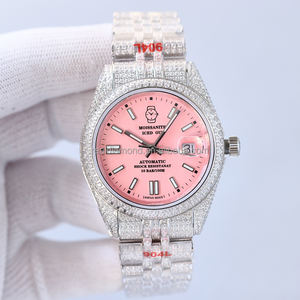 Montre-bracelet de luxe pour homme en acier inoxydable de haute qualité, boîtier saphir 40 mm, lunette sertie de diamants Moissanite, mouvement automatique à aiguilles, design tendance - Product Image 2