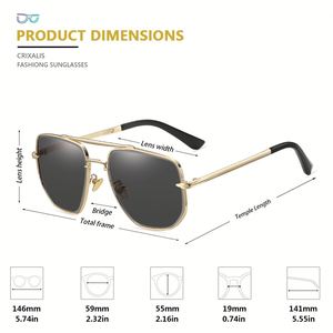 Gafas de Sol de Metal Antideslumbrantes para Conducir, Diseño Vintage 2025, Personalizables con Logotipo, Protección UV400, Cuadradas, Estilo Piloto, para Hombre y Mujer - Product Image 3