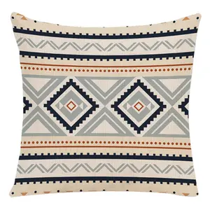 Colorful Stripe Bohemian Style Antique Cotton Linen Sofa Pillowcase Cushion Cover Pillow Cover with Hidden Zipper Closure