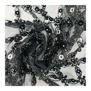 चीन बनाने वाली कढ़ाई मोती ब्रोकेड पॉलिएस्टर कपड़े बुना हुआ बीड पाइप कढ़ाई लड़कों की शादी की पोशाक के लिए नेट कपड़े - Product Image 5