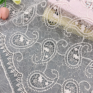 Tela de Encaje Bordada con Diseño Paisley y Borde Ondulado, Color Negro, de Lujo, <span class=keywords><strong>para</strong></span> Vestidos de Novia, Lencería y Trajes de Novia, Venta al Por Mayor - Product Image 3