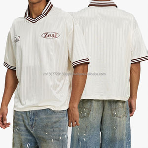 Maillot de football coupe ample, color block, respirant, anti-UV, séchage rapide, col en V, manches courtes, haute qualité, tendance été - Product Image 2