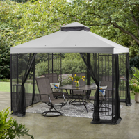 Tente de jardin 10x10 avec structure en fer et moustiquaires latérales intégrales pour patio et jardin
