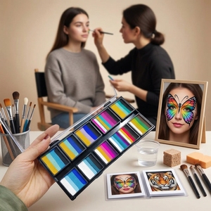 Profesional personalizado 12 colores a base de agua Split pastel paleta <span class=keywords><strong>pintura</strong></span> y Arco Iris cara <span class=keywords><strong>pintura</strong></span> fácil de lavar <span class=keywords><strong>pintura</strong></span> corporal - Product Image 1