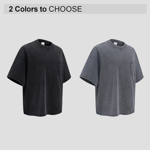 เสื้อยืดคอตตอน 100% น้ำหนัก 275 กรัม สไตล์วินเทจทรงโอเวอร์ไซส์ ไหล่ตก พิมพ์โลโก้ตามสั่ง ขายส่ง - Product Image 2