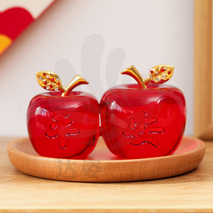 Darz <b>Crystal</b> Apple Ornament Red Embossed Glass Hanging Christmas <b>Tree</b> Decoration Gift for Kids - Product Image 2