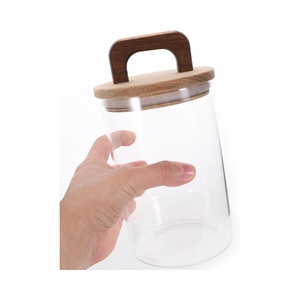 Airtight Acacia Lid Borosilicate Glass <b>Spice</b> <b>Jar</b> Clear Factory Food Storage Container <b>Jar</b> With Lid for Kitchen <b>Spice</b> Srorage - Product Image 5