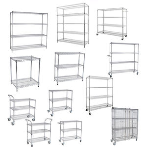 Étagère métallique à 4 niveaux SIMPLY, support de rangement réglable, finition chromée, organisateur de présentation multicouche en fil métallique - Product Image 3