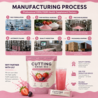 Mélange en poudre pour boisson à la fraise et à l'açaï, sans sucre, zéro glucides, stimule le métabolisme, OEM ODM, marque privée, formule personnalisée