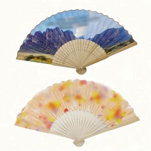Abanico de Bambú Personalizado de 21 cm, Estilo Arte Folclórico, Abanicos de Mano Vintage con Cubierta de Tela, Flores Pintadas, Regalo Empresarial - Product Image 1