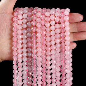 JD Wholesale Natural Rose Quartz <strong>Beads</strong> Pink Ice Rose <strong>Beads</strong> <strong>Crystal</strong> Round Loose Spacer Stone <strong>Beads</strong> for Jewelry Making - Product Image 1