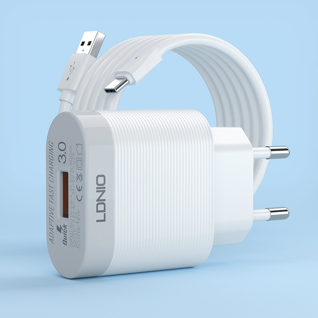 LDNIO A303Q Wholesale Usb Wall Charger with OS Micro USB Type c Cable for Smartphone Fast Charing Charger in Stock