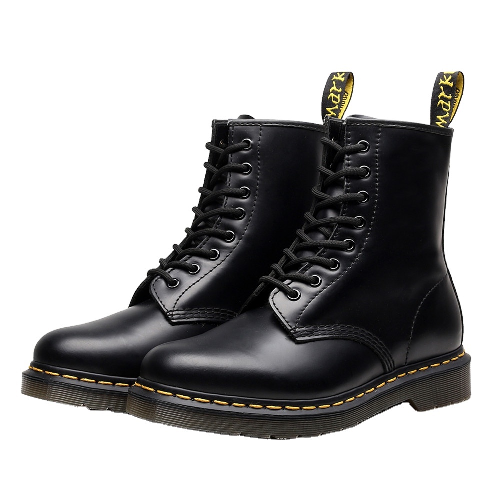 High-top boots female British style couple boots men and women leather boots round head trend locomotive tooling shoes
