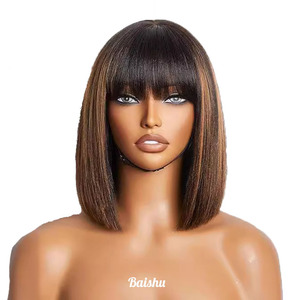 Perruques Courtes <span class=keywords><strong>Bob</strong></span> à Frange Latérale Les Plus Vendues, Modèles Fluffy Dégrafilés, Styles Brésiliens et Vietnamiens, Vente en Gros - Product Image 1