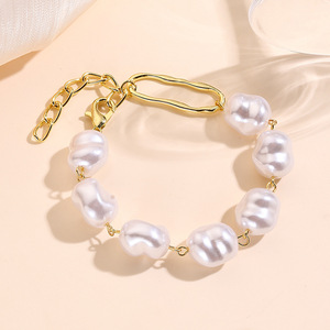<span class=keywords><strong>Bracelet</strong></span> de perles baroques européennes et américaines pour femme, perles irrégulières, luxe léger, haut de gamme, pour touristes - Product Image 3