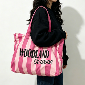 <span class=keywords><strong>Sac</strong></span> fourre-tout en toile rayée personnalisable de grande capacité, de luxe, vierge pour sublimation, sacs à main de créateur pour femmes, plage et bateau - Product Image 4