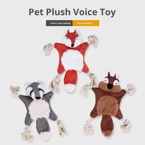 Jouet sonore pour chien en peluche en forme d'écureuil et de renard, avec papier froissé et couineur BB, pour la mastication et l'entraînement dentaire, vente en gros d'articles pour animaux de compagnie - Product Image 2