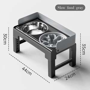 Support de gamelle surélevé anti-étouffement pour animaux de compagnie, hauteur réglable, antidérapant, double gamelle pour chiens et chats - Product Image 5
