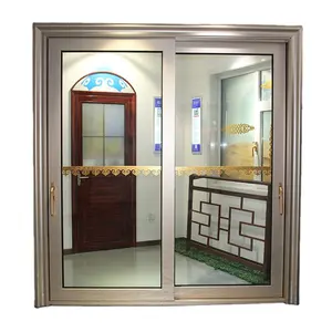 Puerta corredera de cristal templado con marco de aleación de aluminio, para balcón, Patio, Exterior, barato