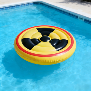 Flotteur de piscine gonflable en PVC amusant avec panneau de signalisation de danger, symbole d'avertissement estival, radeau - Product Image 5