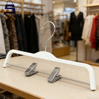 Cintres en plastique blanc à logo personnalisé, design minimaliste, robustes et peu encombrants pour magasin