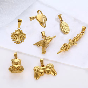 Hiphopsゲームコンソールペンダント18Kゴールドメッキベアシェルチャーム女性男性ステンレス鋼地球メアリーネックレスジュエリー - Product Image 1