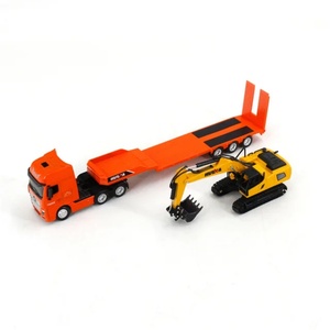 Modèle de camion à plateau statique en alliage métallique Huina 1729 à l'échelle 1/50 avec excavatrice, modèle de construction en aluminium - Product Image 4
