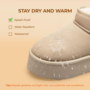 女式平台迷你靴子轻质防滑外底麂皮真皮经典冬季踝雪地靴 - Product Image 4